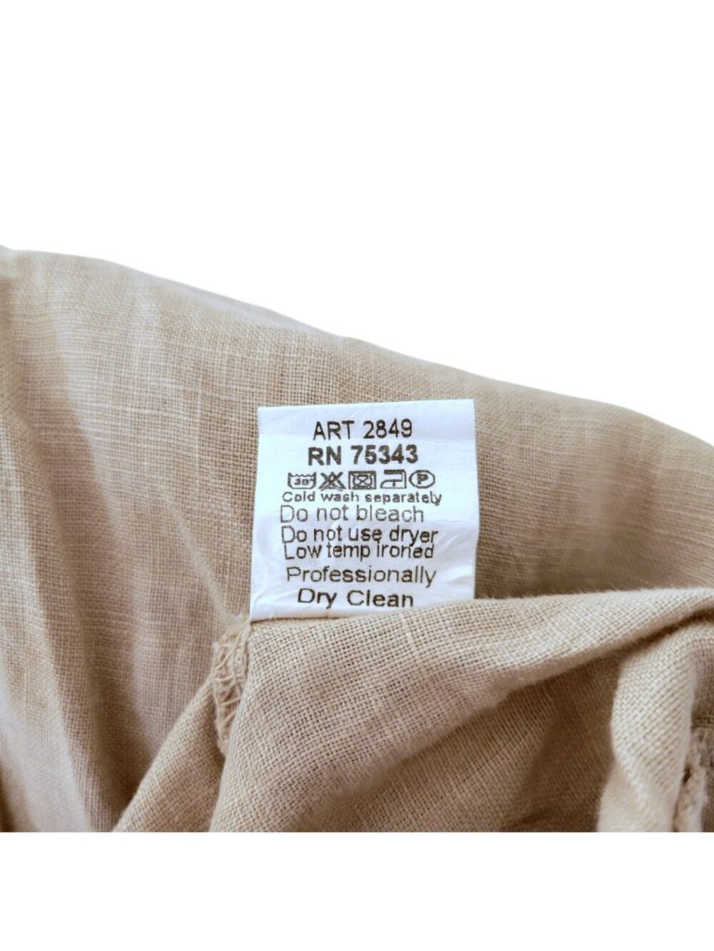 Terzo Millennio Beige Linen Dress With Bell Sleeves & Crochet Inserts Size L Mad - Picture 6 of 7